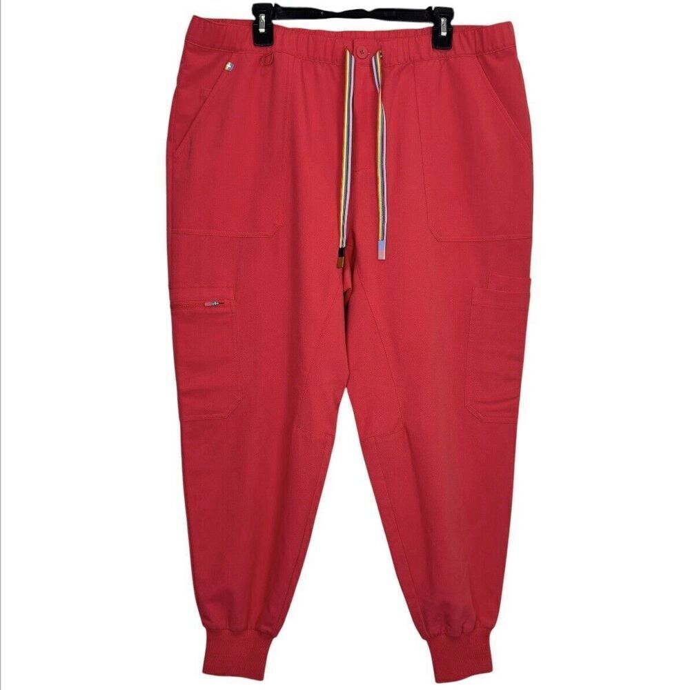 FIGS Mens Tansen Jogger Scrub Pants XXL SHORT Red Pink Cargo Scrubs Pride Month